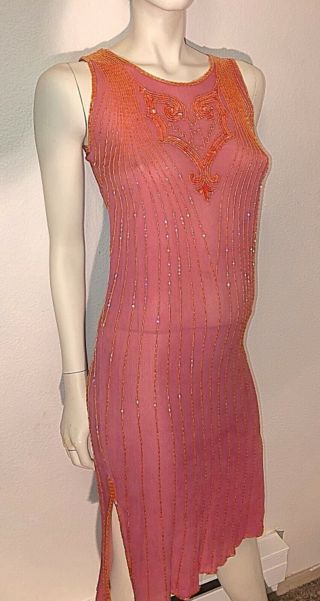 ANTIQUE 1920s/30’s Hand Beaded Rose Silk Crepe FLAPPER Cocktail Dress & Jacket 2