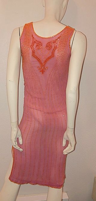 ANTIQUE 1920s/30’s Hand Beaded Rose Silk Crepe FLAPPER Cocktail Dress & Jacket 4