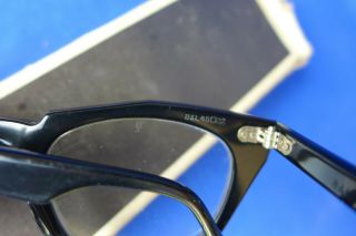 Vtg Bausch & Lomb 5 3/4 Horned Rim Safety Glasses - Black & Box 48[]22 6