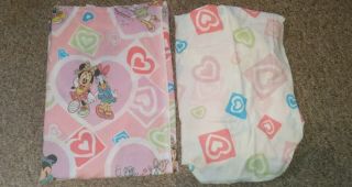Vintage Disney Minnie Mouse & Daisy Friends Hearts Twin Flat & Fitted Sheets