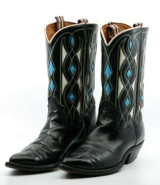 Vintage Collectible Antique Custom Cowboy Boots With Inlays Mens Or Womens