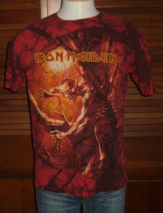Iron Maiden Heavy Metal Red T - Shirt Vintage All Over Print Sz L