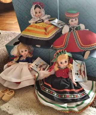 4 Vintage Usa Madame Alexander 8” Doll W Box Tags Netherlands Poland Greece Czec