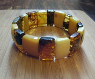 Vintage Baltic Amber Bracelet Egg Yolk Cognac 25g 琥珀色