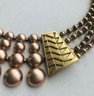 MASSIVE VINTAGE MONET EGYPTIAN REVIVAL BRASS AND COPPER TONE NECKLACE 3