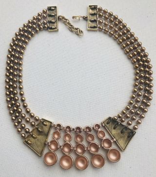MASSIVE VINTAGE MONET EGYPTIAN REVIVAL BRASS AND COPPER TONE NECKLACE 5
