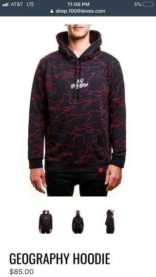 RARE 100 Thieves Geography Hoodie - Size L (IN 100T PACKAGE) 5