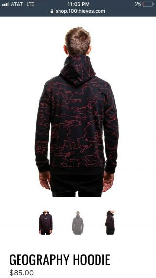 RARE 100 Thieves Geography Hoodie - Size L (IN 100T PACKAGE) 6