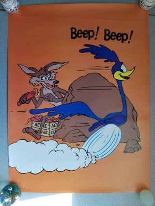 1979 Vintage 18 " X24 " Poster Wiley E.  Coyote & Road Runner Rare