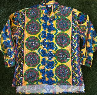 Vintage Cross Colours Shirt Button Front 90s Hip Hop Rap Usa Men’s 3 Rare Xl
