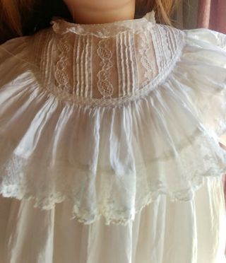 Antique White Cotton,  French Lace,  Bertha Collar Lawn Dress for Large Doll 22 