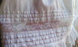 Antique White Cotton,  French Lace,  Bertha Collar Lawn Dress for Large Doll 22 