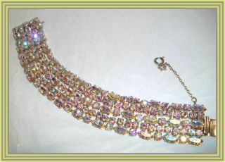 Sherman Yellow Ab - 1 " Wide Five Row Marquise Crystal Bracelet Nr