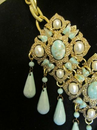 Vintage Sarah Coventry Turquoise Malese Cross Statement Necklace - Repurposed OOAK 2