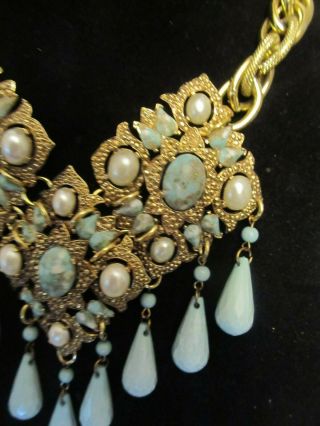 Vintage Sarah Coventry Turquoise Malese Cross Statement Necklace - Repurposed OOAK 3