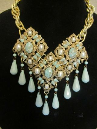 Vintage Sarah Coventry Turquoise Malese Cross Statement Necklace - Repurposed OOAK 4