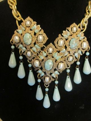 Vintage Sarah Coventry Turquoise Malese Cross Statement Necklace - Repurposed OOAK 6