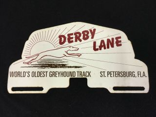 Vtg Derby Lane Greyhound Race Dog Track St Petersburg Fl License Plate Topper