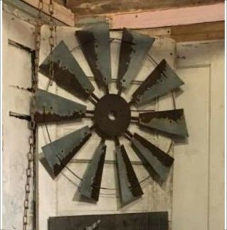 30 " Industrial Windmill Head Blades Wall Iron Vintage Rustic Farm Ranch Wheel