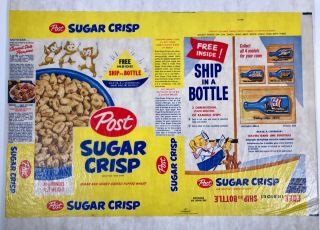 Vintage Post Sugar Crisp Bear Cereal Box Wax Paper Wrap Kids Food