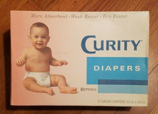 Vintage of 12 Kendall Curity Cloth Diapers 21 in x 40 in 2