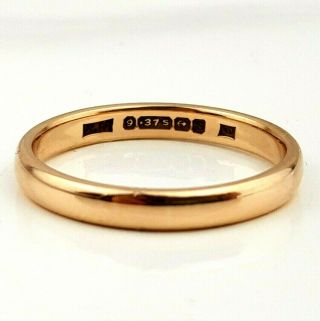 Vintage 9ct Gold Wedding Band Ring 1942 Ww2 Utility Mark Size Uk N,  Us 7,  Eu 54