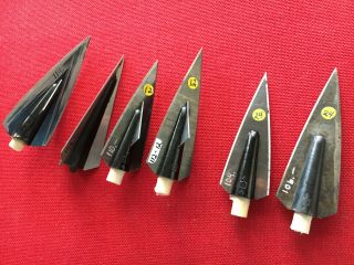 Vintage Six Rarest Arrowmate.  Blades Outside Ferrules Broadheads