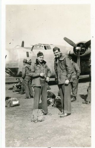 Org Wwii Photo: Us B - 24 Liberator Bomber Crew,  Eto
