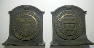 Vintage Wellesley College Bronze Bookends