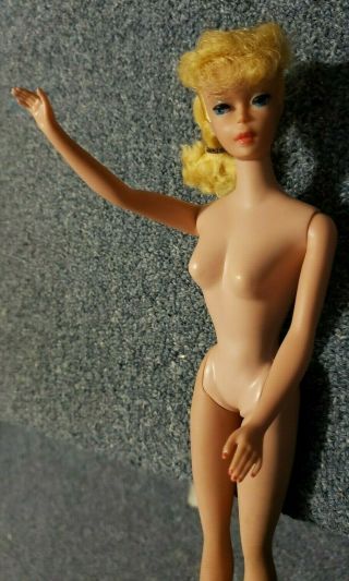 Vtg Rare Nude Barbie Doll 6 Or 7 (?) Blonde Pony Tail Japan Mcmlviii