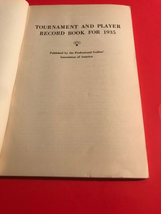 Vintage Golf Memorabilia / Tournament And Player Record Book / 1935 2