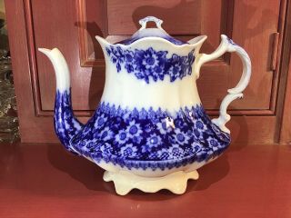 W.  H Grindley Grace Flow Blue Tea Pot C.  1897 - Rare