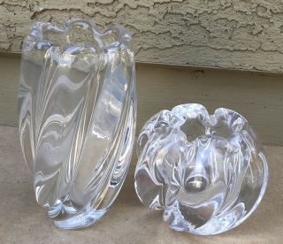 2 Vintage Orrefors Glass Rose Bowl Vase Sweden Edvin Ohrstrom F2444 - 411/511