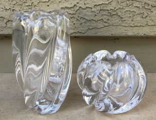 2 Vintage Orrefors Glass Rose Bowl Vase Sweden Edvin Ohrstrom F2444 - 411/511 2