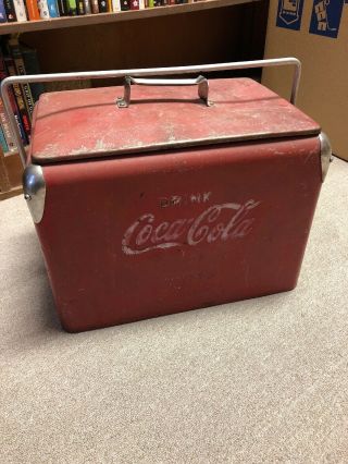 Vintage Coca Cola Red Cooler Ice Chest Pout Picnic 50s Rare Coke