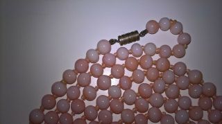 VINTAGE ART DECO LONG FLAPPER ANGEL SKIN CORAL BEAD NECKLACE 4