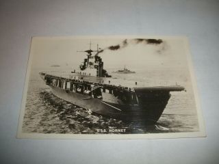 Uss Hornet Cv - 8 Postcard Cancel Date 1944 Ww2 Warship Aircraft Carrier