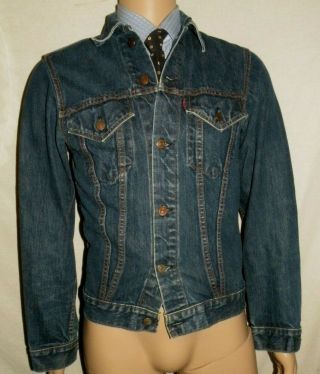 Vtg 60s Mens Levis Big E Dark Wash Denim Jean Jacket Sz Small