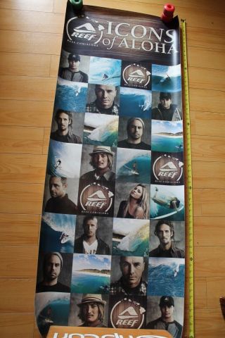 Reef Sandals Icons Of Aloha Hawaii Machado 24x60in Vintage Surfing Poster Banner