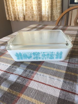 Vintage Pyrex Amish Butterprint Refrigerator Dishes 8 Pc Set Turquoise White 4