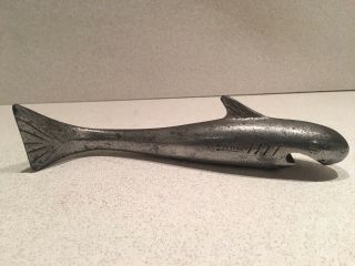 Vintage Metal Bottle Opener Bar - A - Cuda Fish Shark Baracuda Bar Tool Brewery 1954