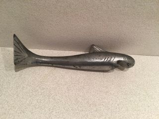 Vintage metal bottle opener Bar - A - Cuda fish shark baracuda bar tool brewery 1954 5