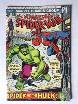 Spider - Man 119 April 1973 Vintage Unread Incredible Hulk