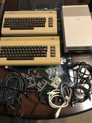 Two Commodore 64 Computers Disk Drive 1541 And Cables Vintage
