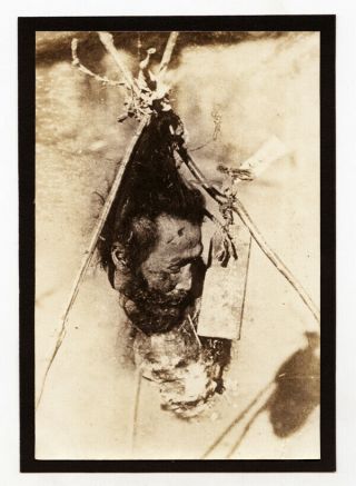 Vintage Early 20th Century Photograph Of A Hanging Beheaded Man,  China