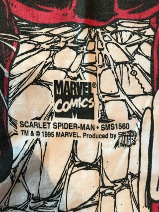 SPIDER - MAN 1995 XMEN Shirt Vtg XL marvel all over print Scarlet Double Sided 3