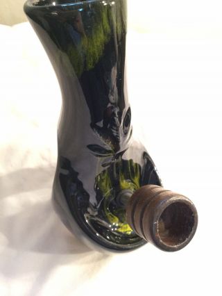 Vintage Ceramic Black,  Yellow And Green Leaf Tobacco Hookah Bong Pipe