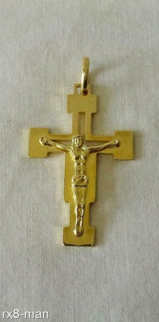 Vintage 18ct Solid Gold Religious Cross Pendant - 2.  5grams