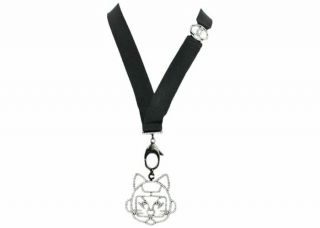Chanel Cc Rare Authentic Black Crystal Cat Lanyard Necklace
