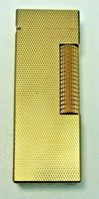 Vintage Dunhill Rollagas Lighter Gold Plated Barley Finish Made In Switzerland